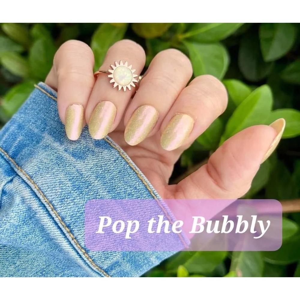 Color Street Pop the Bubbly Champagne Gold Holographic Nail Polish Strips